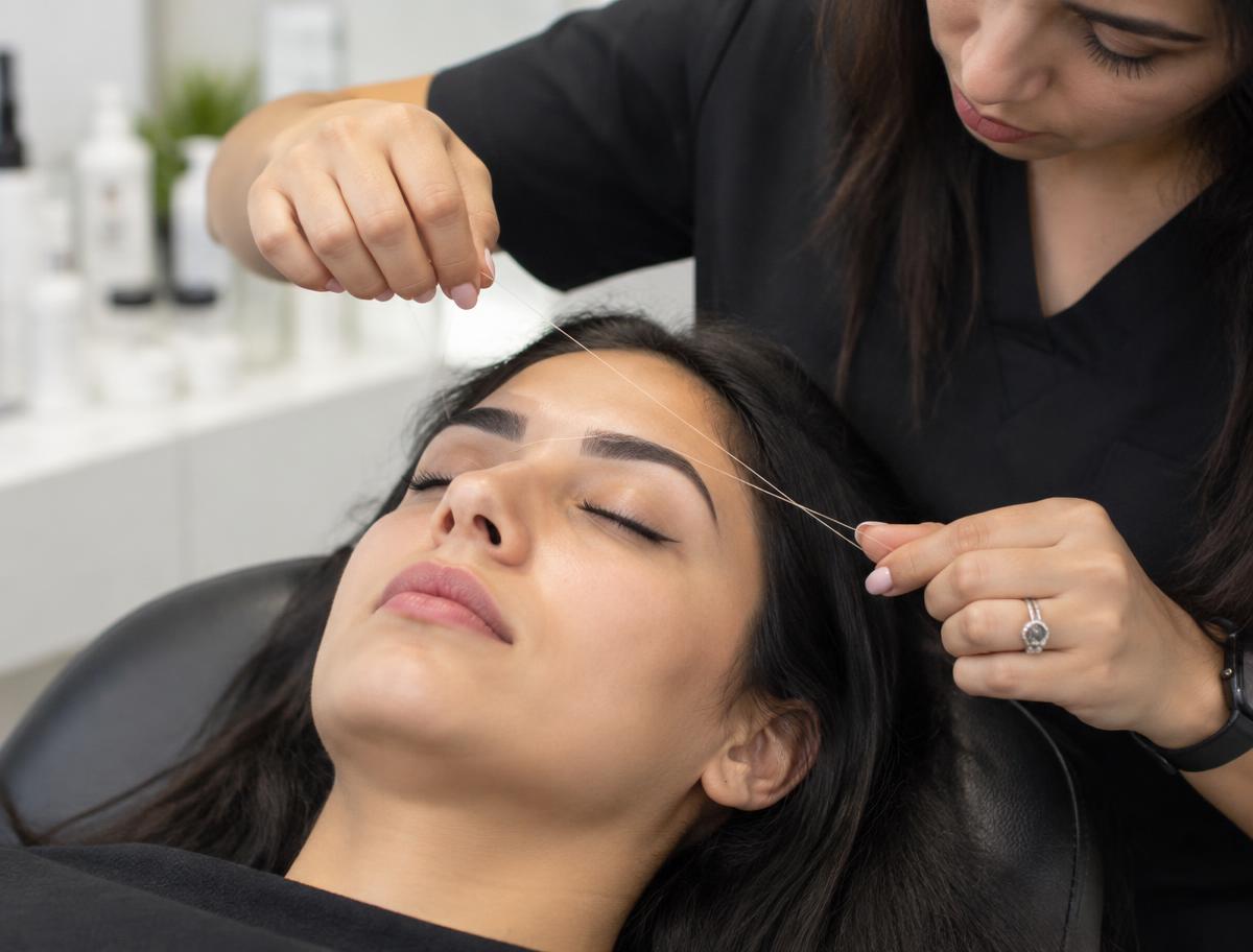 Precision eyebrow threading